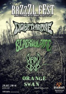 BRZZZL FEST - Dopethrone, Black Vulpine, Grim Van Doom & Orange Swan Flyer