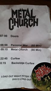 Metal Church running order Essen