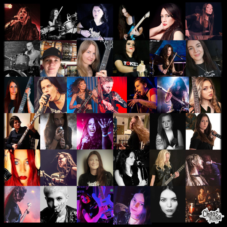 Collage aus allen Musikerinnen von Chaos Rising