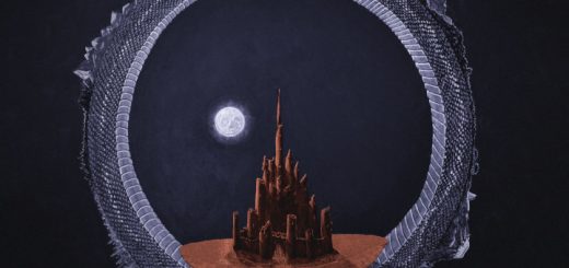 Das Cover zeigt eine stilistierte Nachtlandschaft mit dem Mond oberhalb einer Gebäude-Silhouette. Das Panorama wird gerahmt von einer Schlange oder einem Drachen. Das Wesen aus der ägyptischen Ikonografie (Ouroboros) beißt sich selbst in den Schwanz.