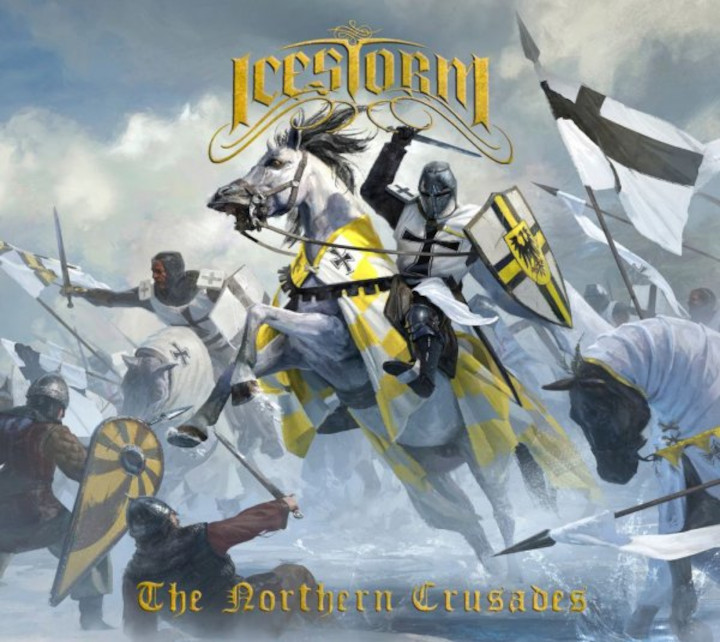 The Northern Crusades von Icestorm: Das Cover zeigt Deutschordensritter im Kampf, die gegen Fußkämpfer deutlich überlegen sind.